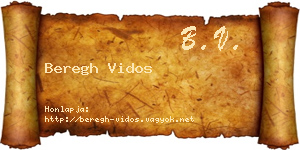 Beregh Vidos névjegykártya